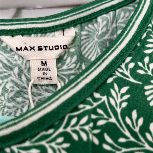 Max Studio Green Floral Fit-and-Flare Tank Dress - Picture 2 of 8